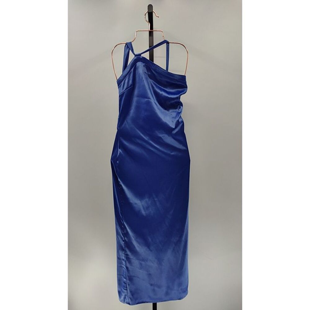 Lulus Blue Satin Slip Midi Dress